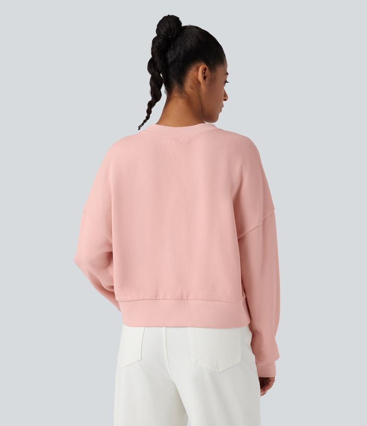 Sweat-shirt en coton col V avec chaîne à manches longues