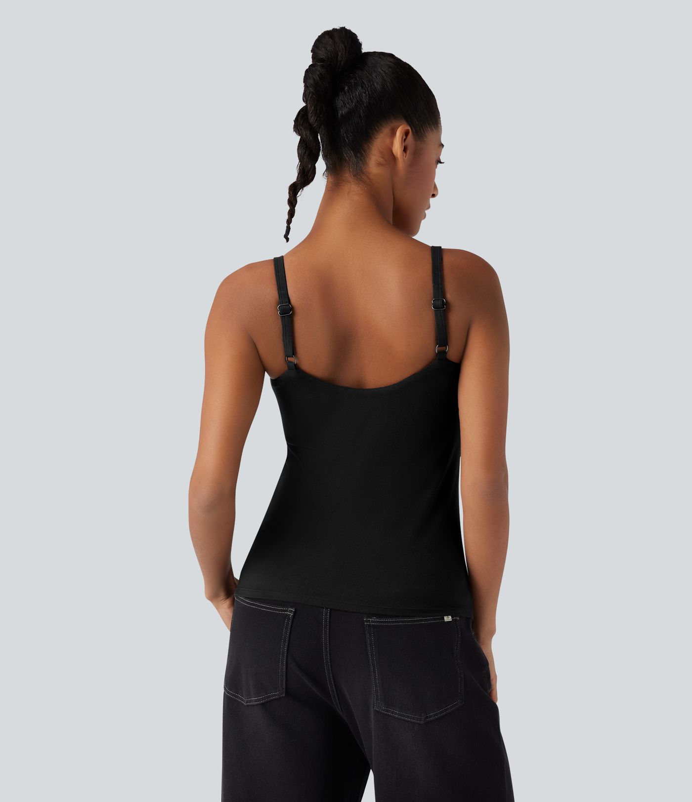 Top cami casual y térmico con copas moldeadas, efecto push-up y tirantes ajustables — copas D-F