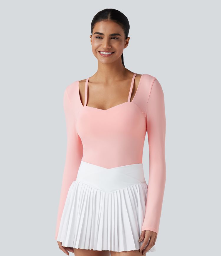 Twisted Backless Sweetheart Neck Long Sleeve Dance Bodysuit