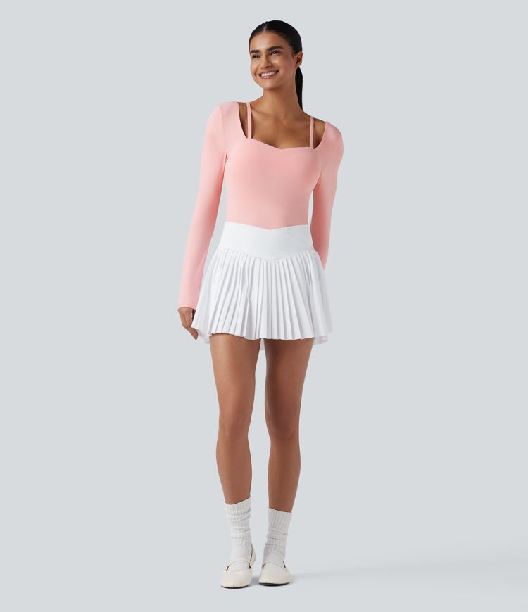 Twisted Backless Sweetheart Neck Long Sleeve Dance Bodysuit