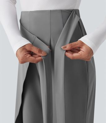 High Waisted Tie Side Quick Dry Suit Work Wide Leg Pants