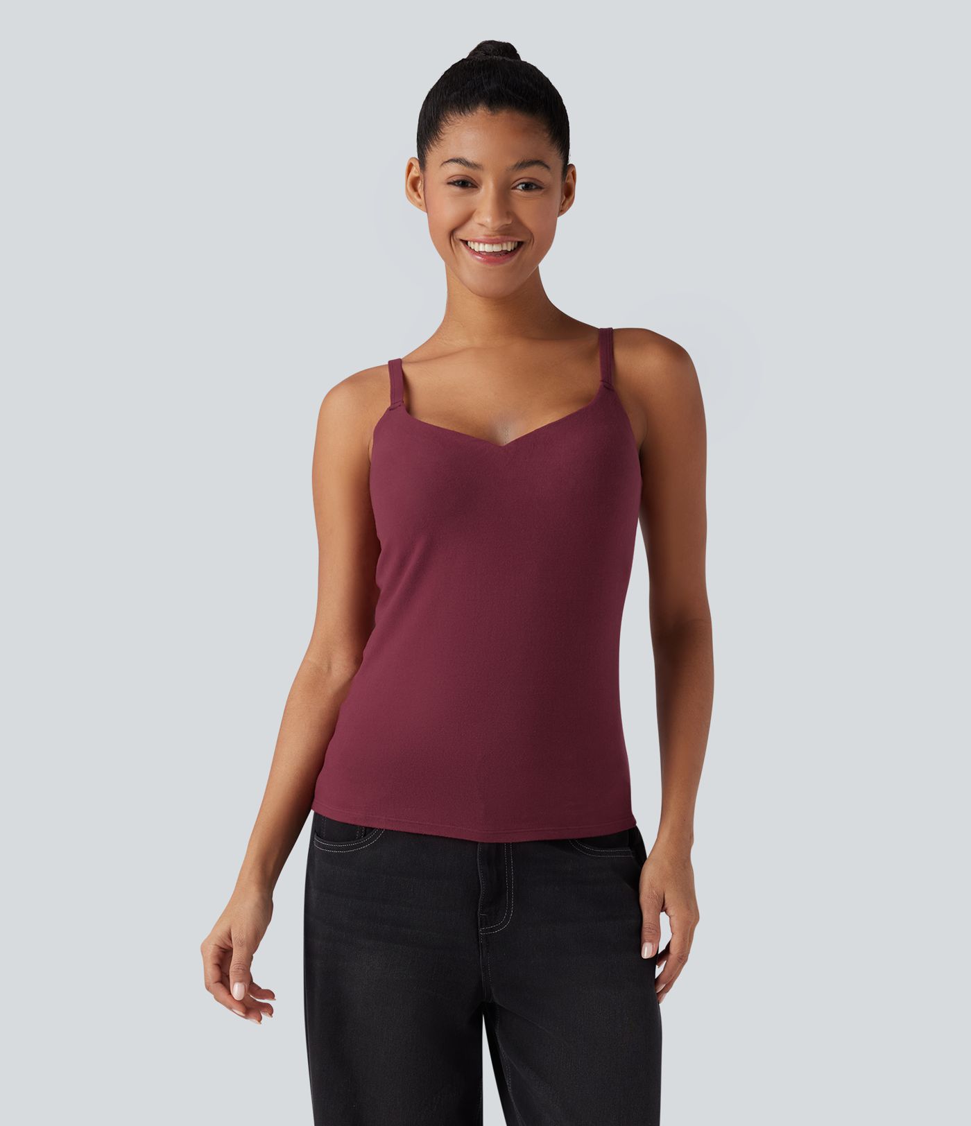 Halara HeatCore Molded Cups Push-Up Adjustable Straps Casual Warming Cami Top D-F Cups