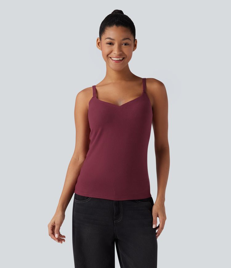 Halara HeatCore Molded Cups Push-Up Adjustable Straps Casual Warming Cami Top D-F Cups