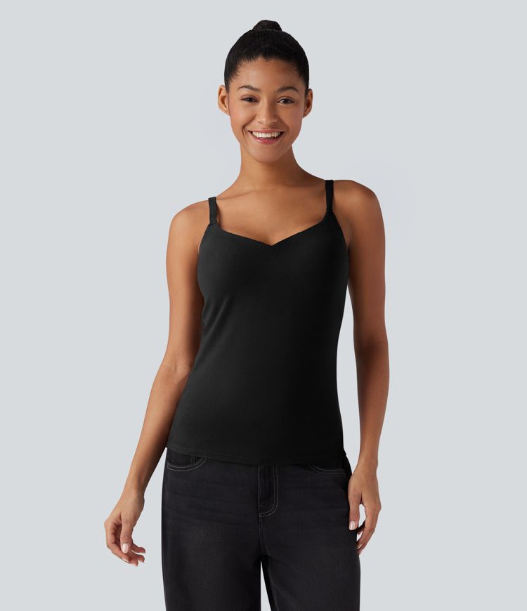Top cami casual y térmico con copas moldeadas, efecto push-up y tirantes ajustables — copas D-F