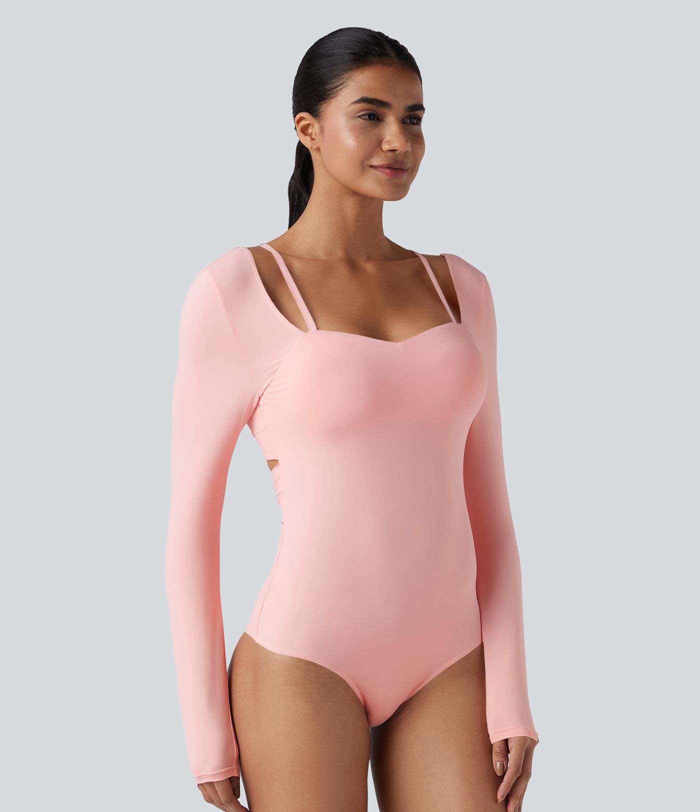 Twisted Backless Sweetheart Neck Long Sleeve Dance Bodysuit