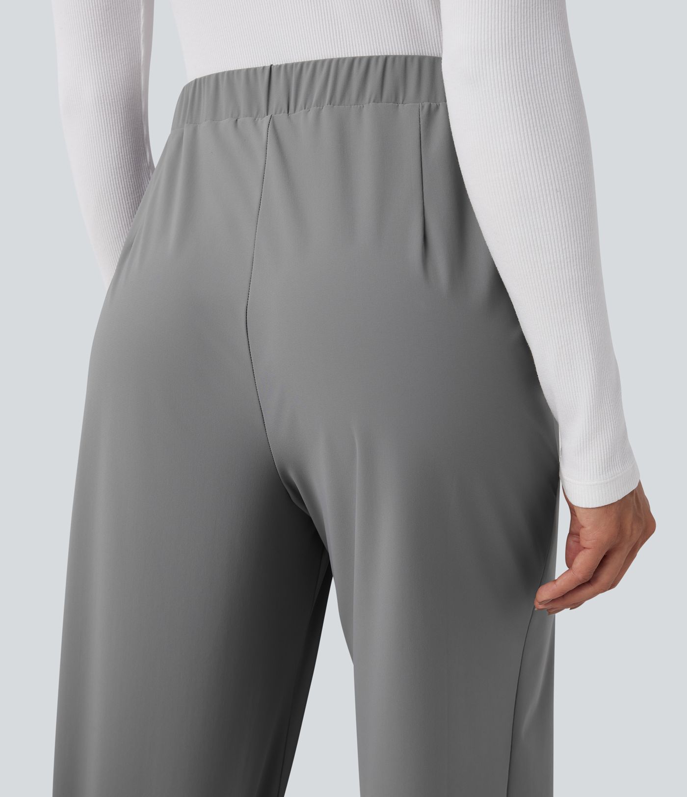 High Waisted Tie Side Quick Dry Suit Work Wide Leg Pants