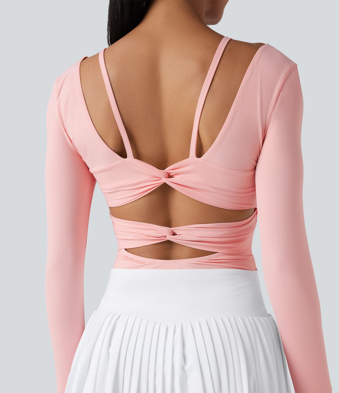 Twisted Backless Sweetheart Neck Long Sleeve Dance Bodysuit