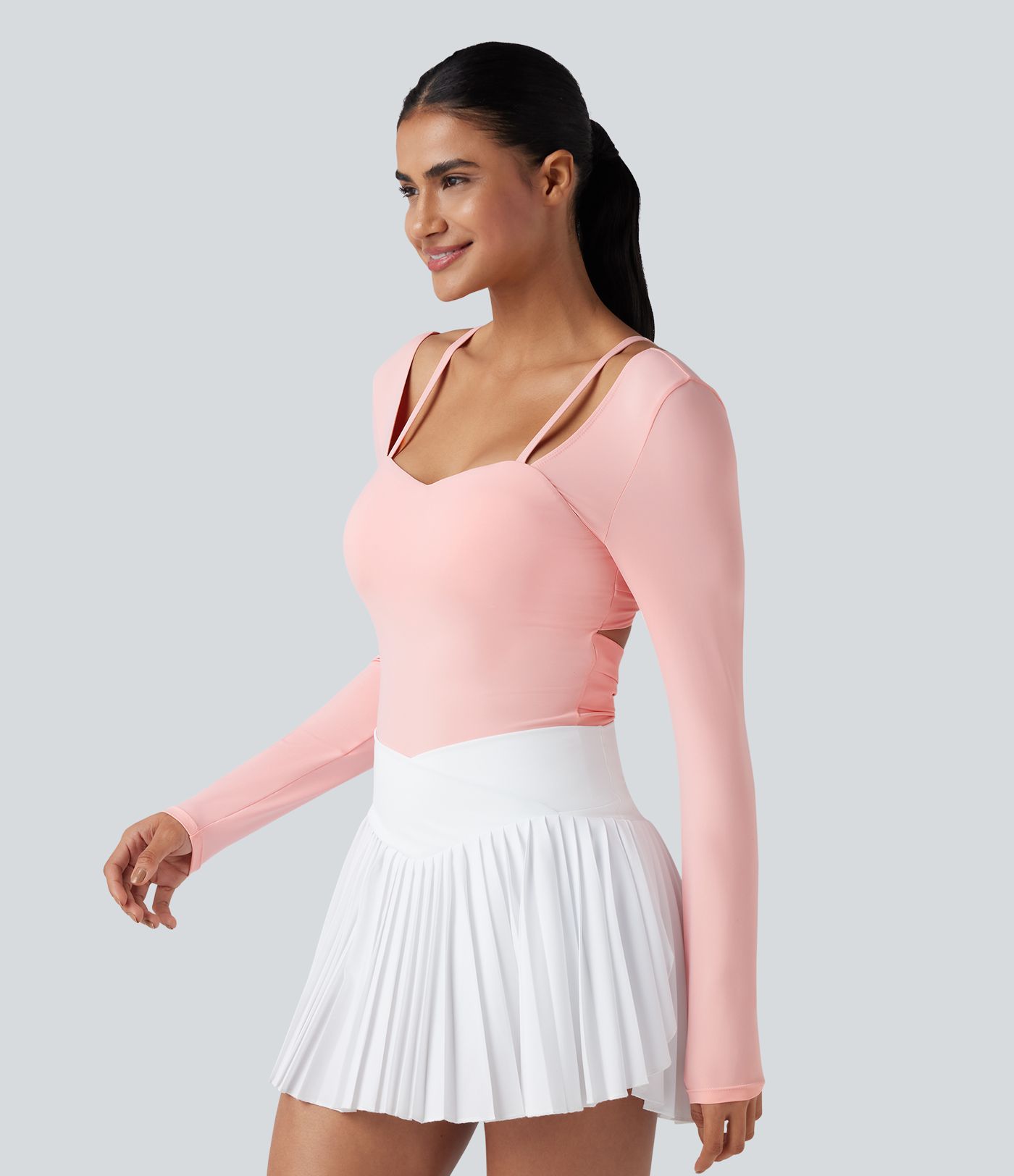 Twisted Backless Sweetheart Neck Long Sleeve Dance Bodysuit