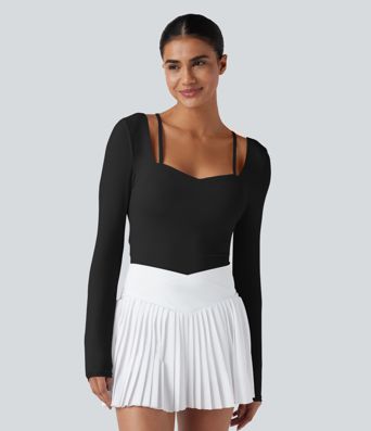 Twisted Backless Sweetheart Neck Long Sleeve Dance Bodysuit