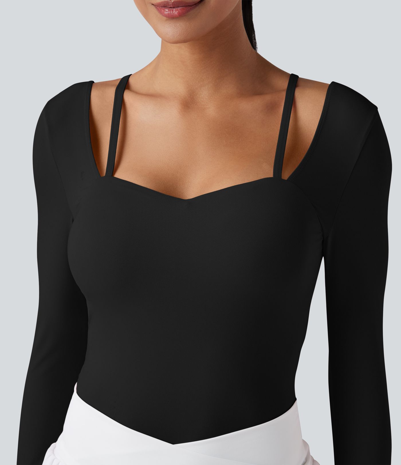 Twisted Backless Sweetheart Neck Long Sleeve Dance Bodysuit