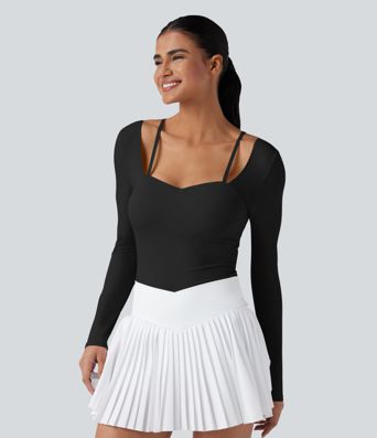 Twisted Backless Sweetheart Neck Long Sleeve Dance Bodysuit