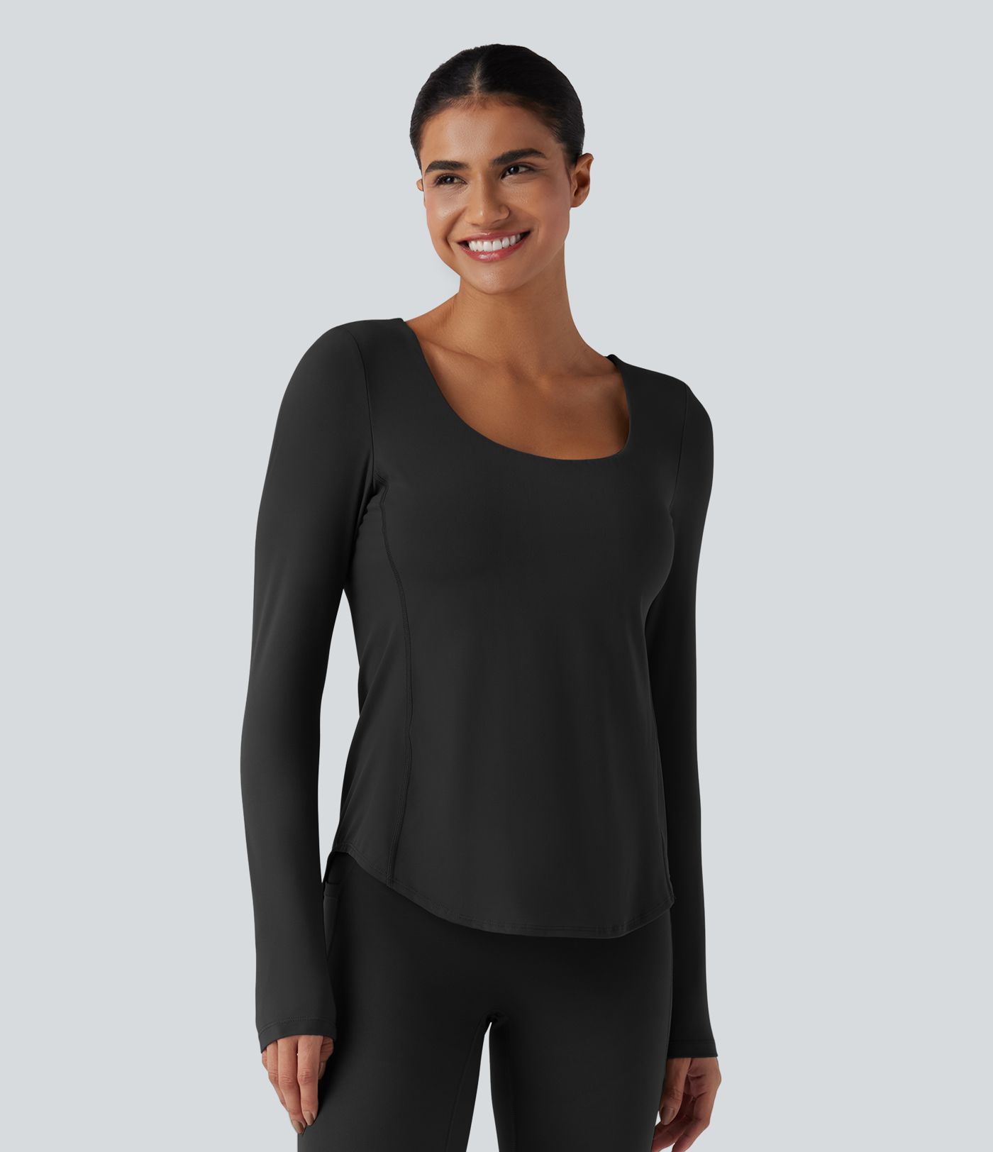 Halara UltraSculpt™ Crisscross Backless Long Sleeve Curved Hem Training Sports Top