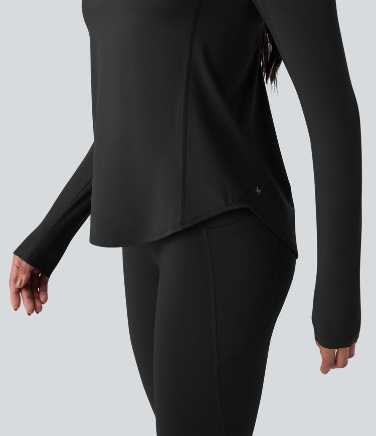 Halara UltraSculpt™ Crisscross Backless Long Sleeve Curved Hem Training Sports Top