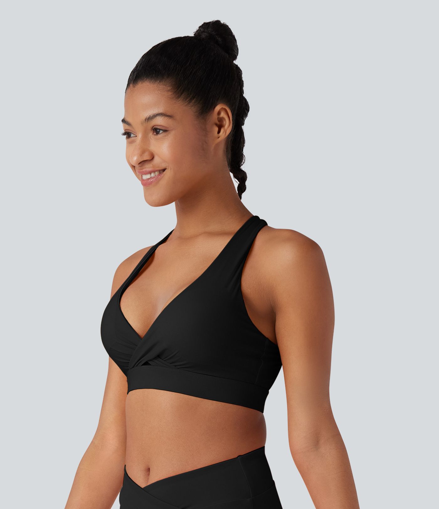 Land to Water krossbandað baklaust bikinítoppur með stillanlegri spennu