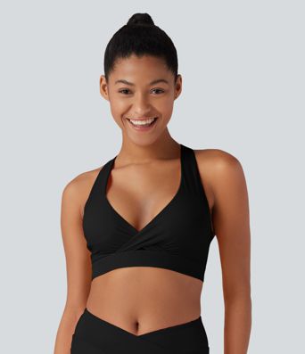 Land to Water krossbandað baklaust bikinítoppur með stillanlegri spennu