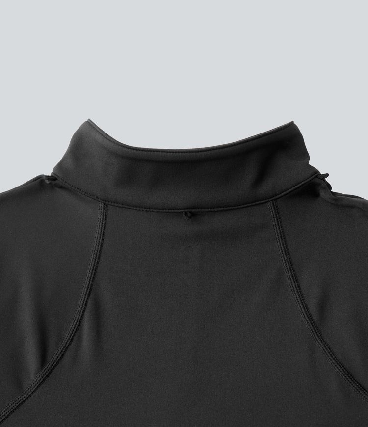 Manteau doudoune court col montant et veste ourlet arrondi avec trous pouces et poche