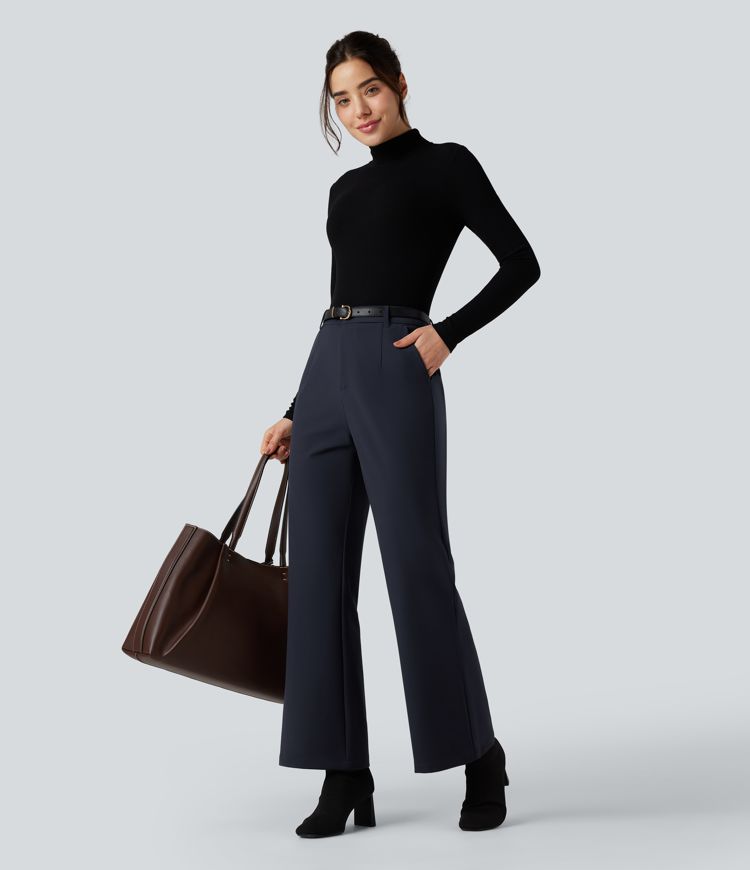 High Waisted Work Bootcut Pants with Pockets