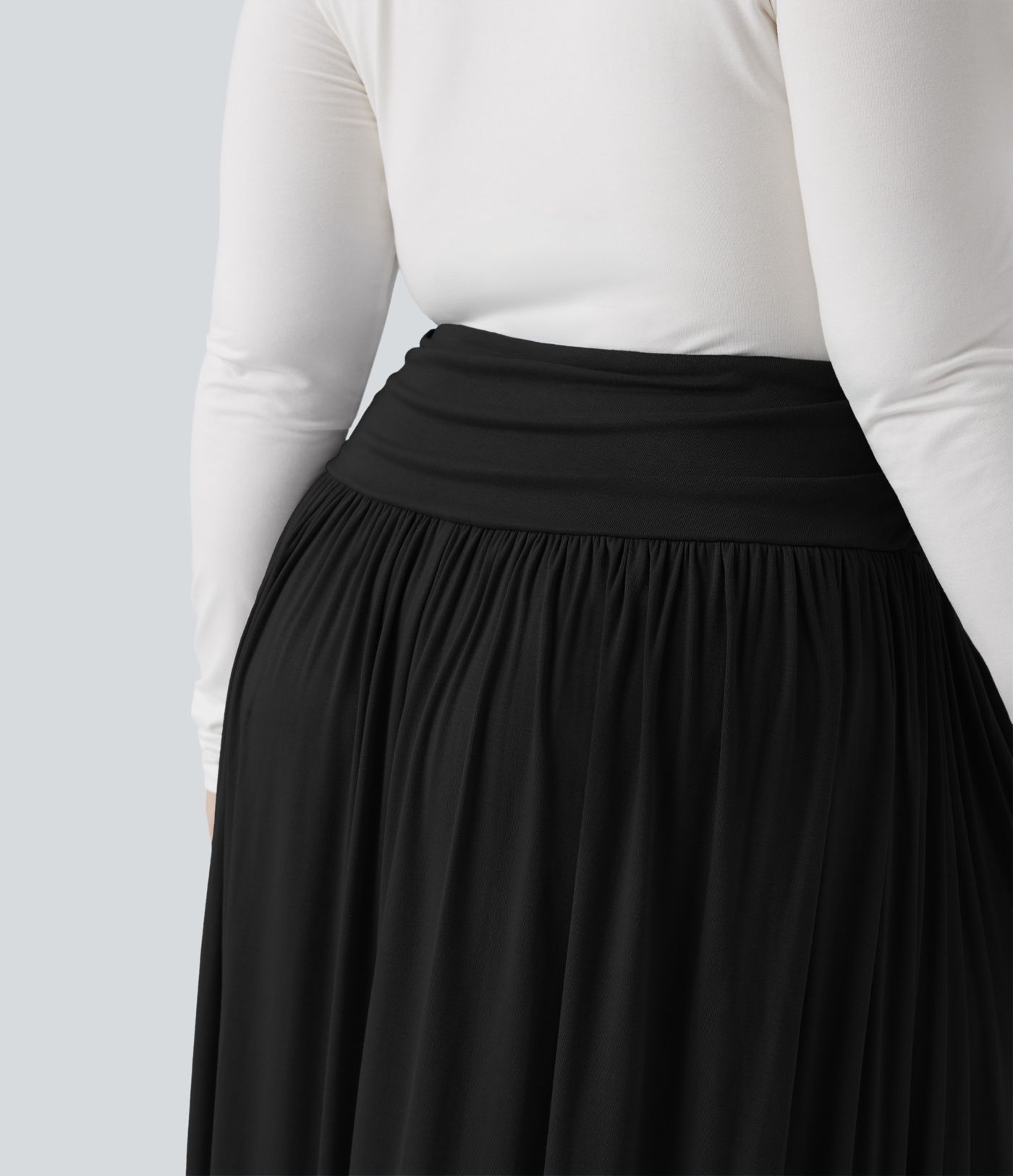 Jupe maxi fluide froncée taille haute grande taille