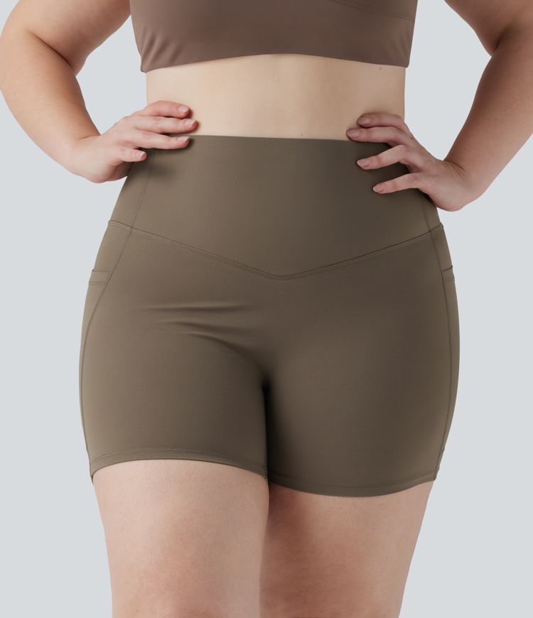 Halara UltraSculpt™ High Waisted Butt Lifting Tummy Control Shaping Training Plus Size Biker Shorts 5'' with Pockets