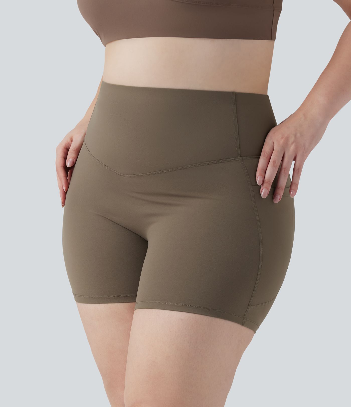 Halara UltraSculpt™ High Waisted Butt Lifting Tummy Control Shaping Training Plus Size Biker Shorts 5'' with Pockets
