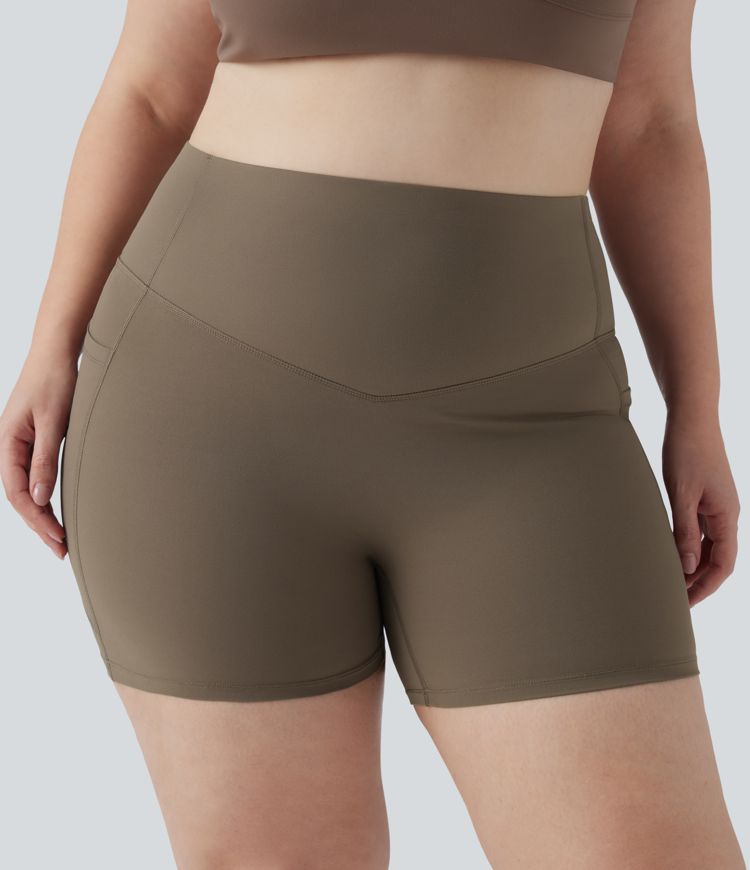 Halara UltraSculpt™ High Waisted Butt Lifting Tummy Control Shaping Training Plus Size Biker Shorts 5'' with Pockets