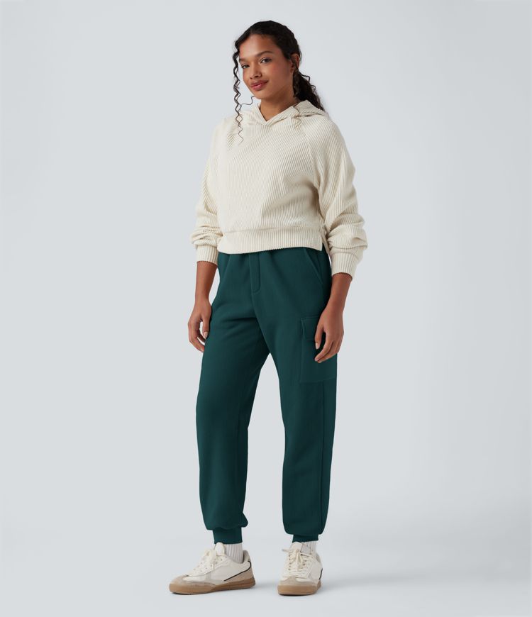 High Waisted Fleece Casual Joggers with Pockets
