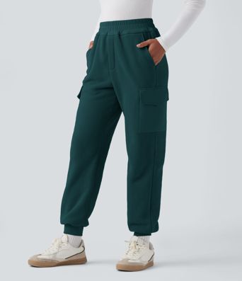 High Waisted Fleece Casual Joggers with Pockets