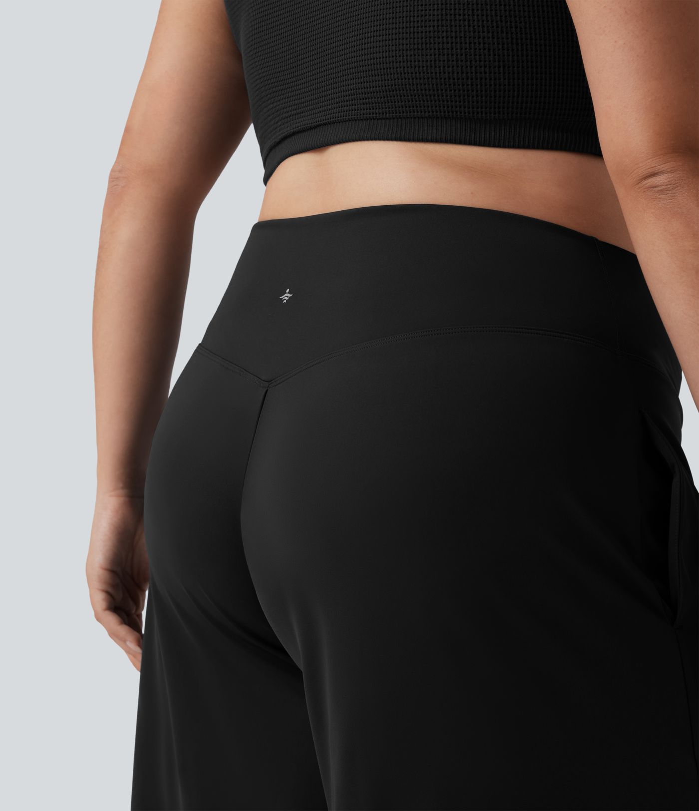 SoftlyZero™ Airy Crossover High Waisted Wide Leg Cool Touch Yoga Pedal Pusher Plus Size Trousers with Pockets