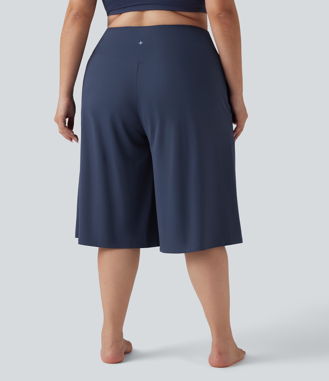 SoftlyZero™ Airy Crossover High Waisted Wide Leg Cool Touch Yoga Pedal Pusher Plus Size Pants with Pockets