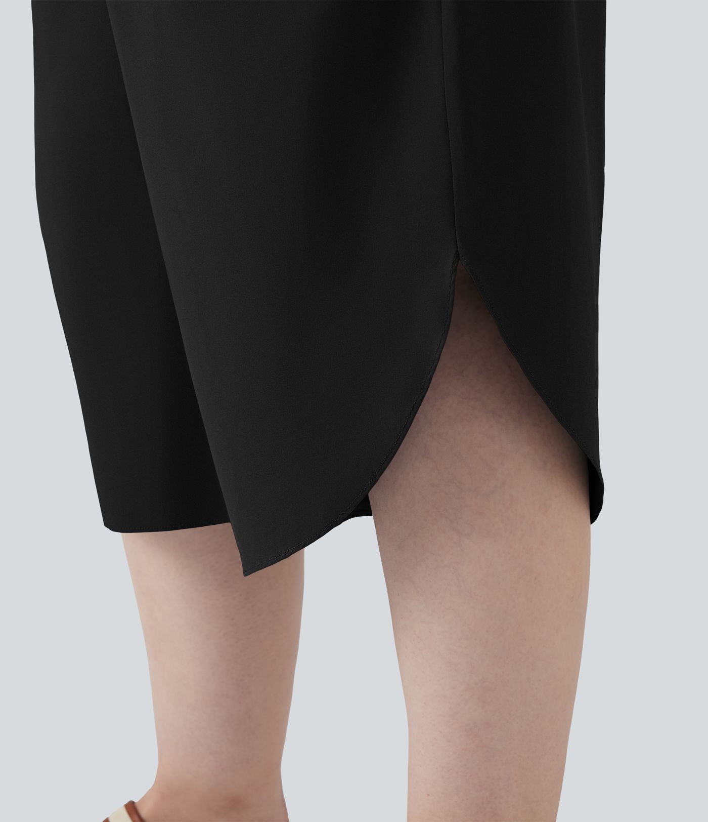 Breezeful™ High Waisted Tummy Control Curved Hem Quick Dry Resort Capri Plus Size Pants with Pockets