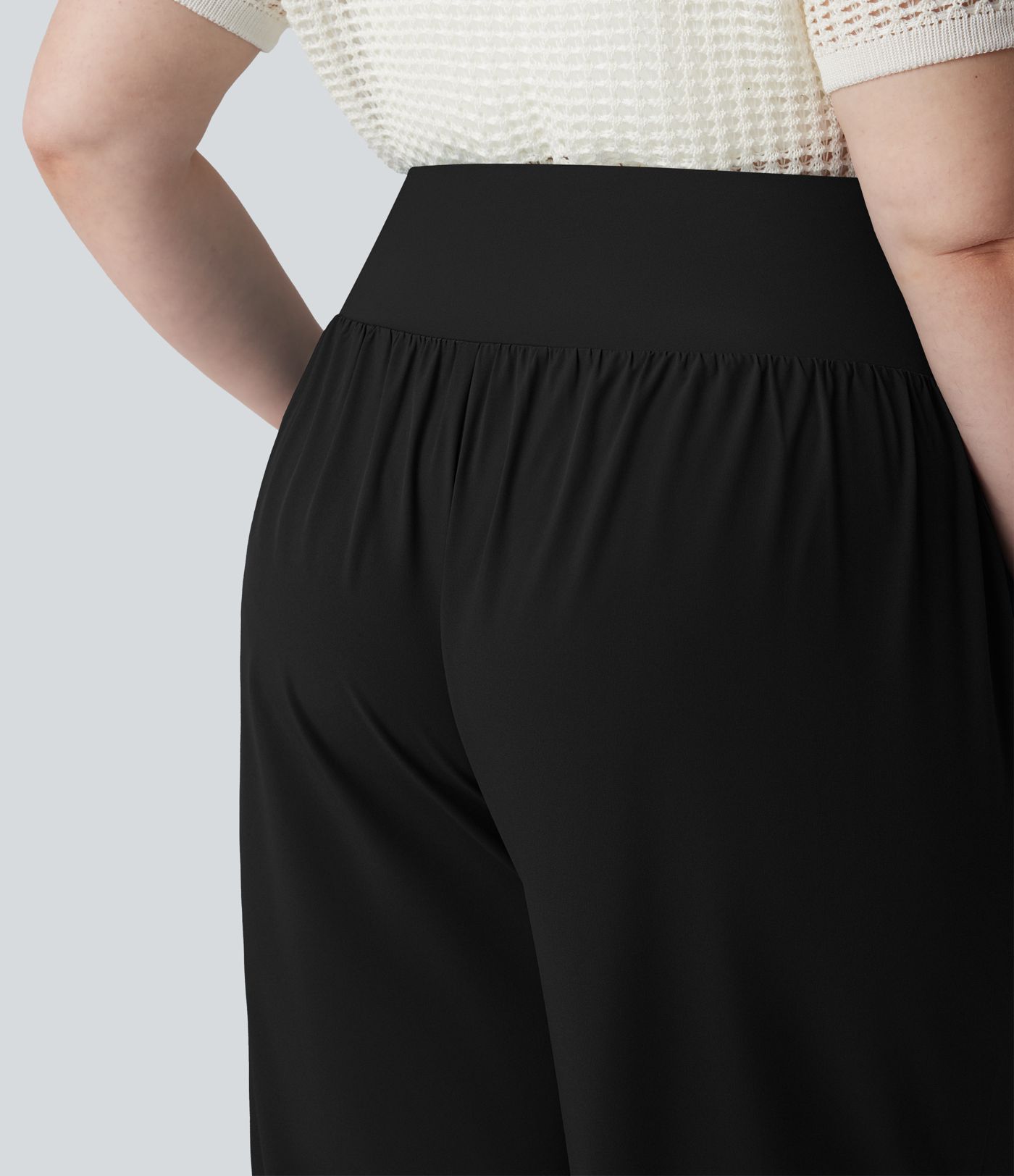 Breezeful™ High Waisted Tummy Control Curved Hem Quick Dry Resort Capri Plus Size Pants with Pockets