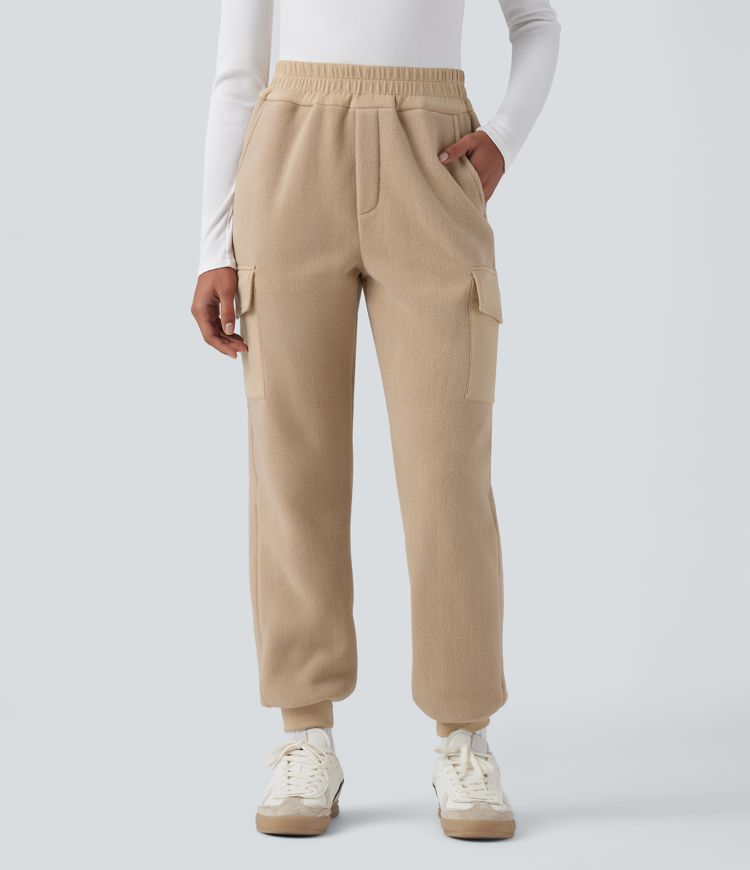 High Waisted Fleece Casual Joggers with Pockets