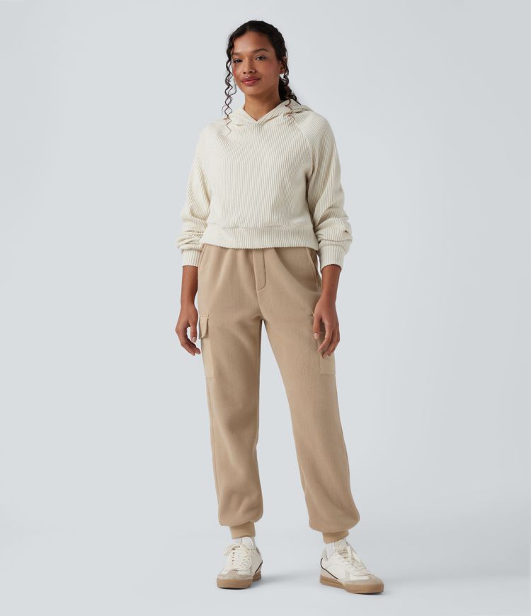 High Waisted Fleece Casual Joggers with Pockets