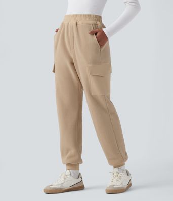 High Waisted Fleece Casual Joggers with Pockets