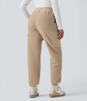 High Waisted Fleece Casual Joggers with Pockets