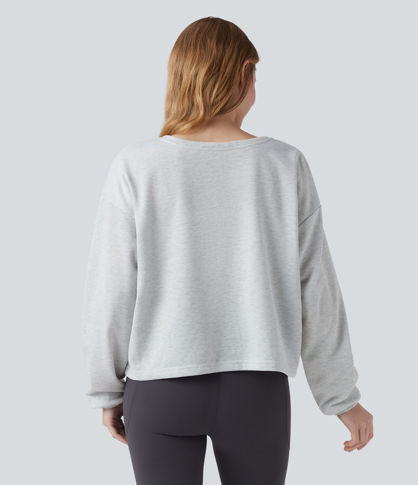 Reversible Round Neck Tie Front Long Sleeve Casual Sweatshirt (Two Looks in One)