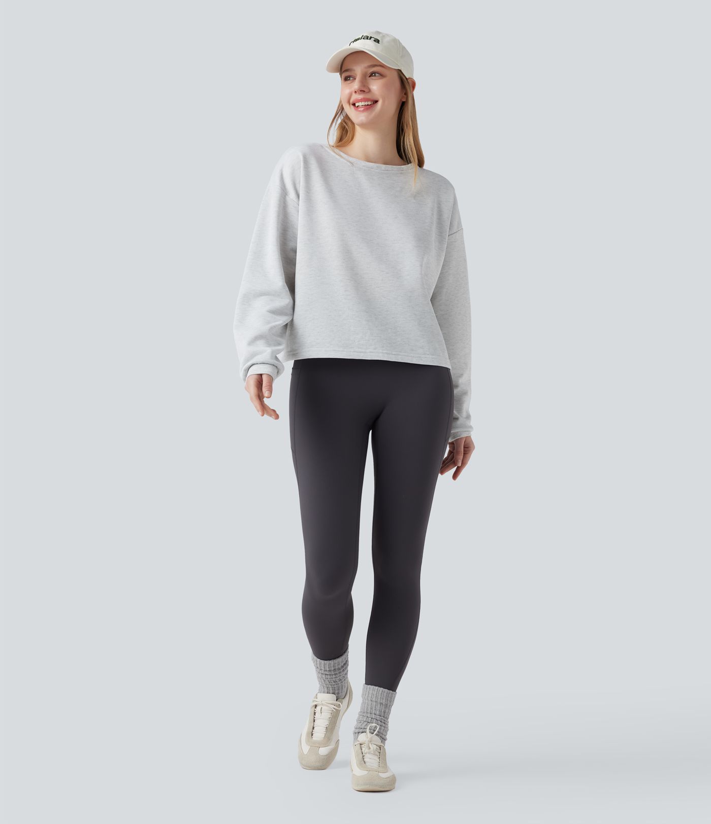 Reversible Round Neck Tie Front Long Sleeve Casual Sweatshirt (Two Looks in One)