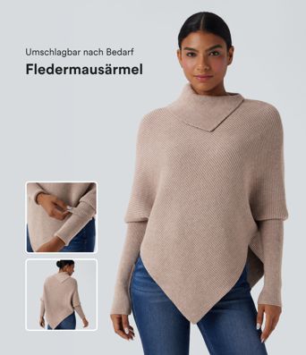 Rollkragenpullover mit Fledermausärmeln und asymmetrischem Saum