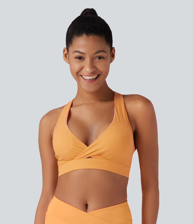 Land to Water Crisscross Backless Adjustable Buckle Bikini Top Swimsuit