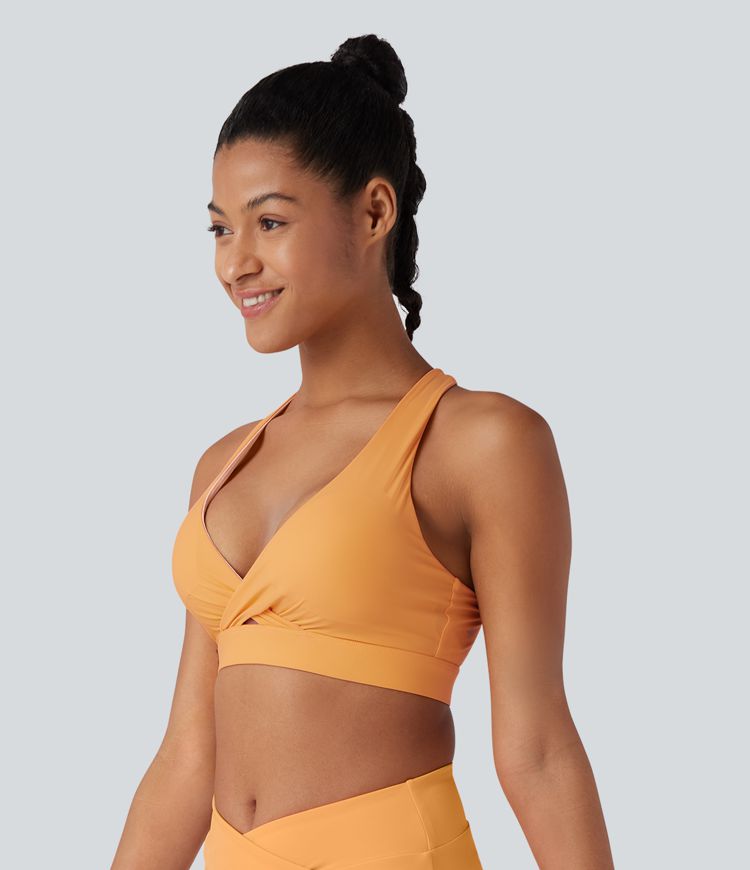 Land to Water Crisscross Backless Adjustable Buckle Bikini Top Swimsuit