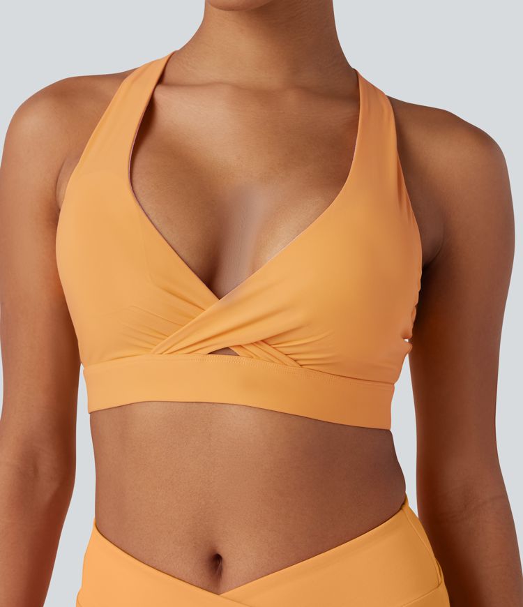 Land to Water Crisscross Backless Adjustable Buckle Bikini Top Swimsuit