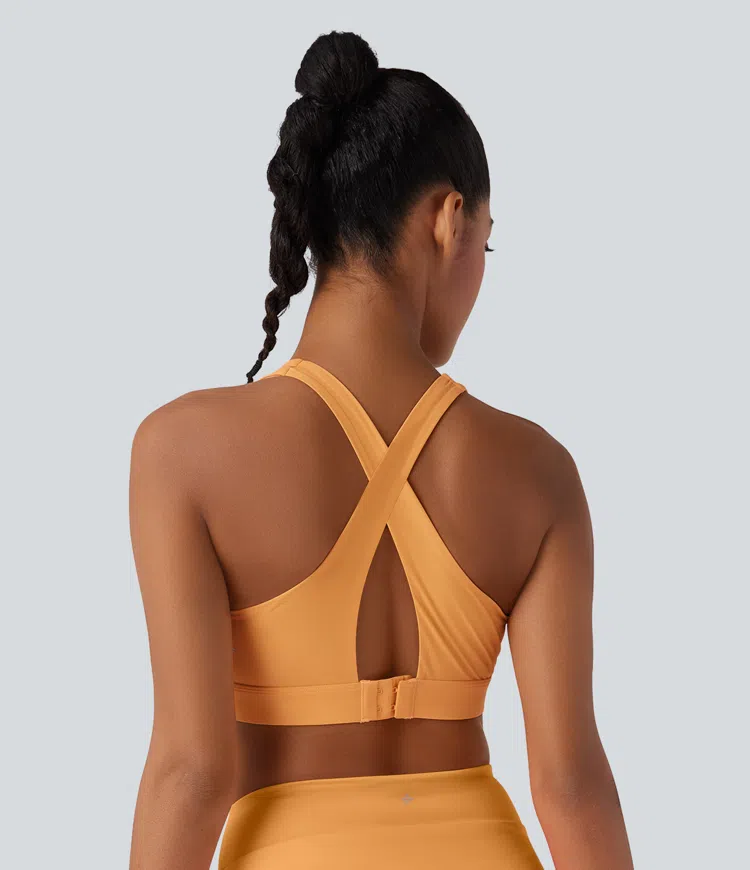 Buff Orange Haut de maillot de bain bikini plage et ville dos nu entrecroisé avec boucle réglable / 2