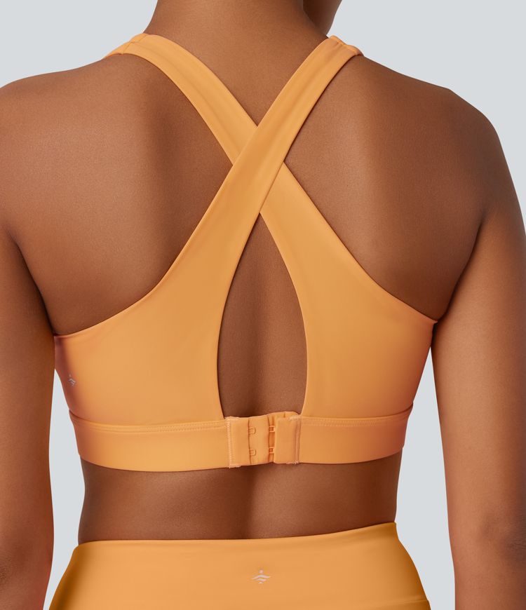 Land to Water Crisscross Backless Adjustable Buckle Bikini Top Swimsuit