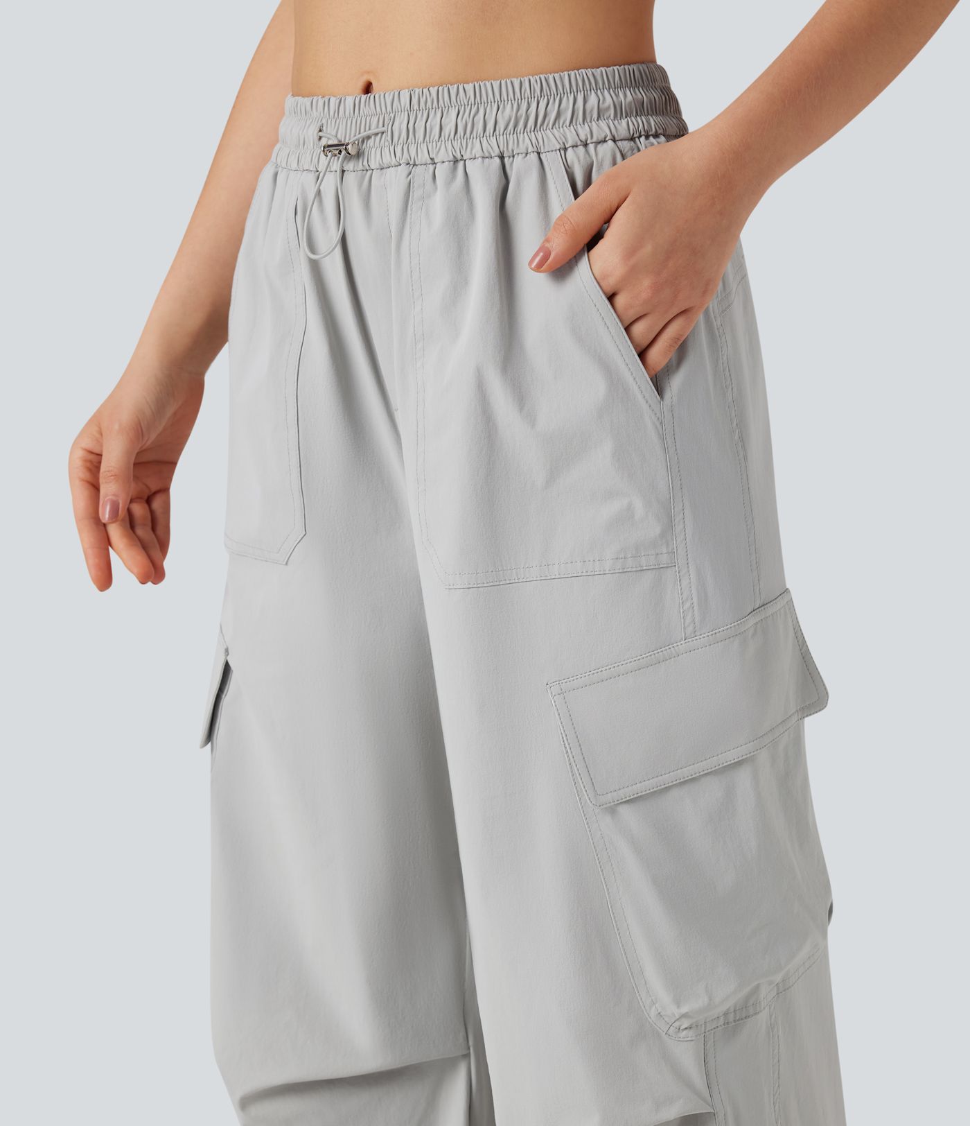 Pantalon cargo randonnée avec mi-haute à cordon, coupe droite, avec poches - UPF40+