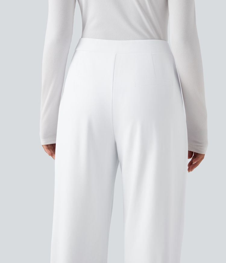 Pantalon fuselé décontracté asymétrique taille mi-haute avec poches