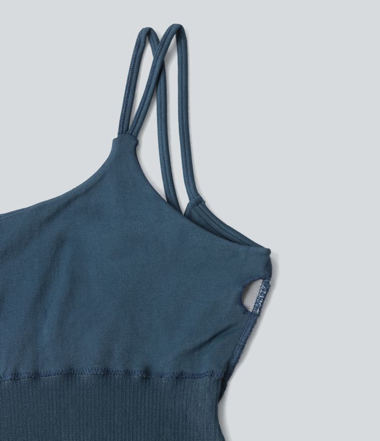 Seamless Flow Twisted Backless Built-in Bra Skinny Workout Slip Jumpsuit