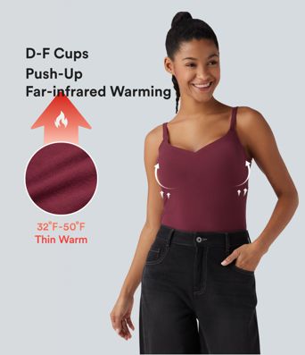 Halara HeatCore Molded Cups Push-Up Adjustable Straps Casual Warming Cami Top D-F Cups