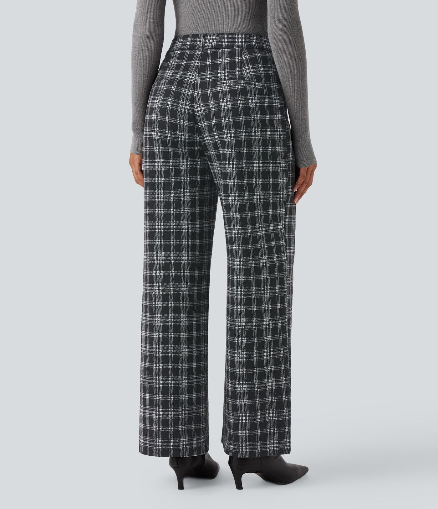 Halara Flex™ High Waisted Straight Leg Houndstooth Plaid Work Pants with Pockets