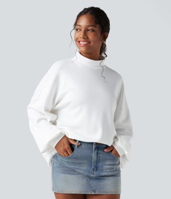 Voľná mikina so stojačikom a vreckami