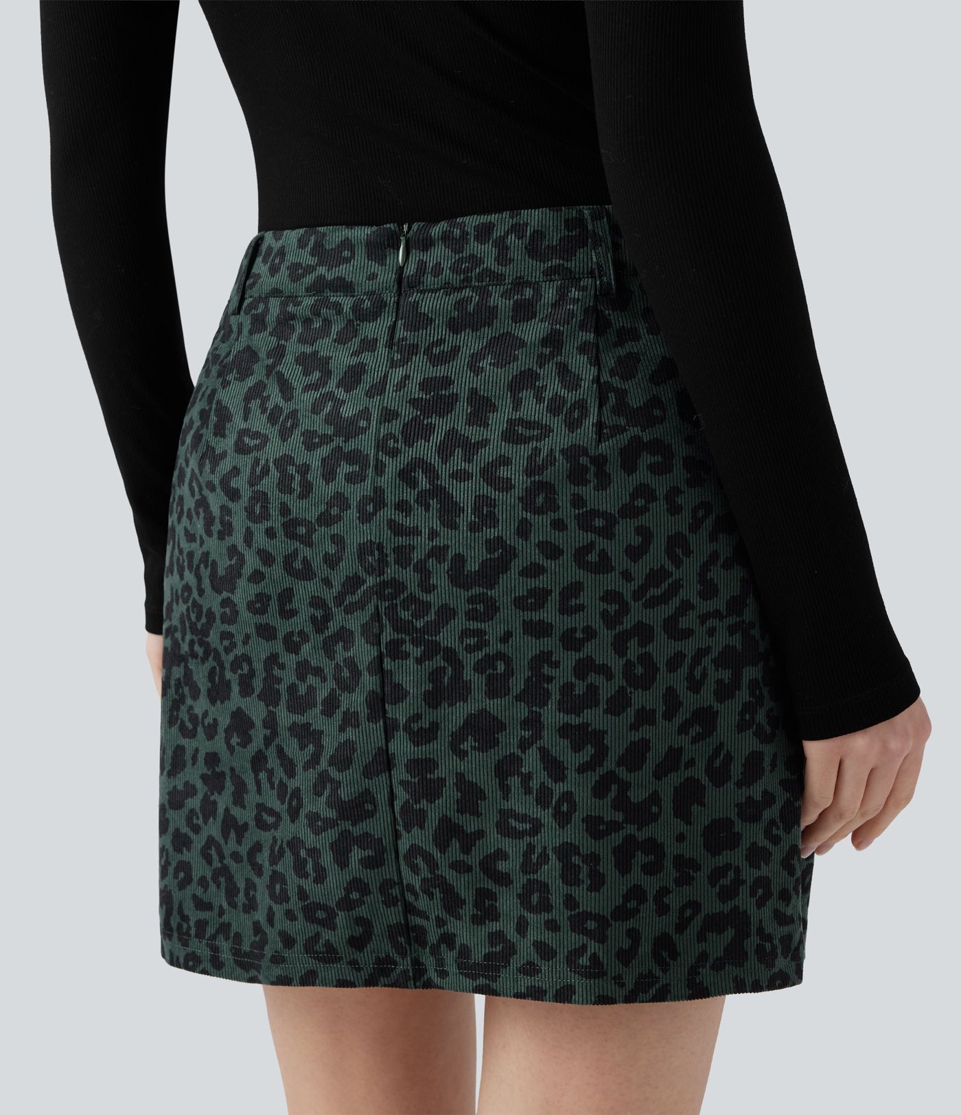 High Waisted 2-in-1 Leopard Print Mini Casual Skirt with Pocket